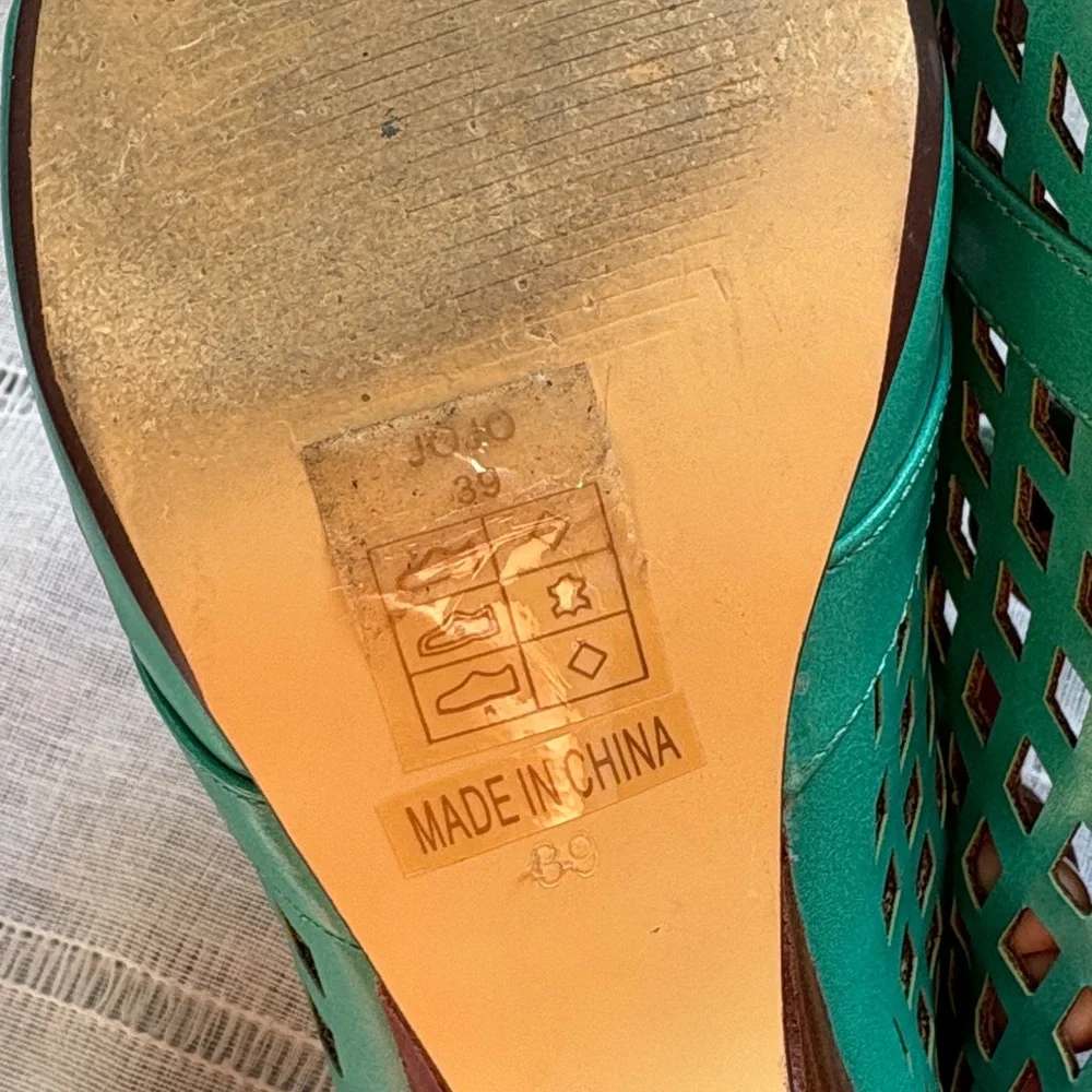 Chelsea Crew “Jo Jo” Teal Peep Toe Heels, Vintage Inspired. - Picture 9 of 12